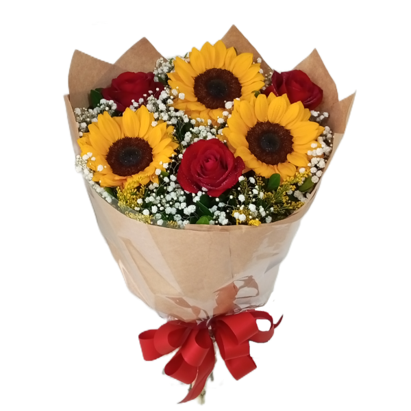 Buquê Rosas & Girassóis